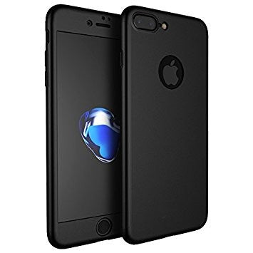 Schwarz 360° Full Cover Case iPhone 7 Plus + Panzerglas