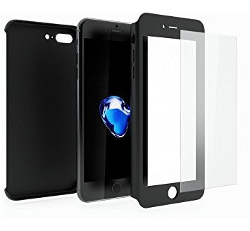Schwarz 360° Full Cover Case iPhone 7 Plus + Panzerglas