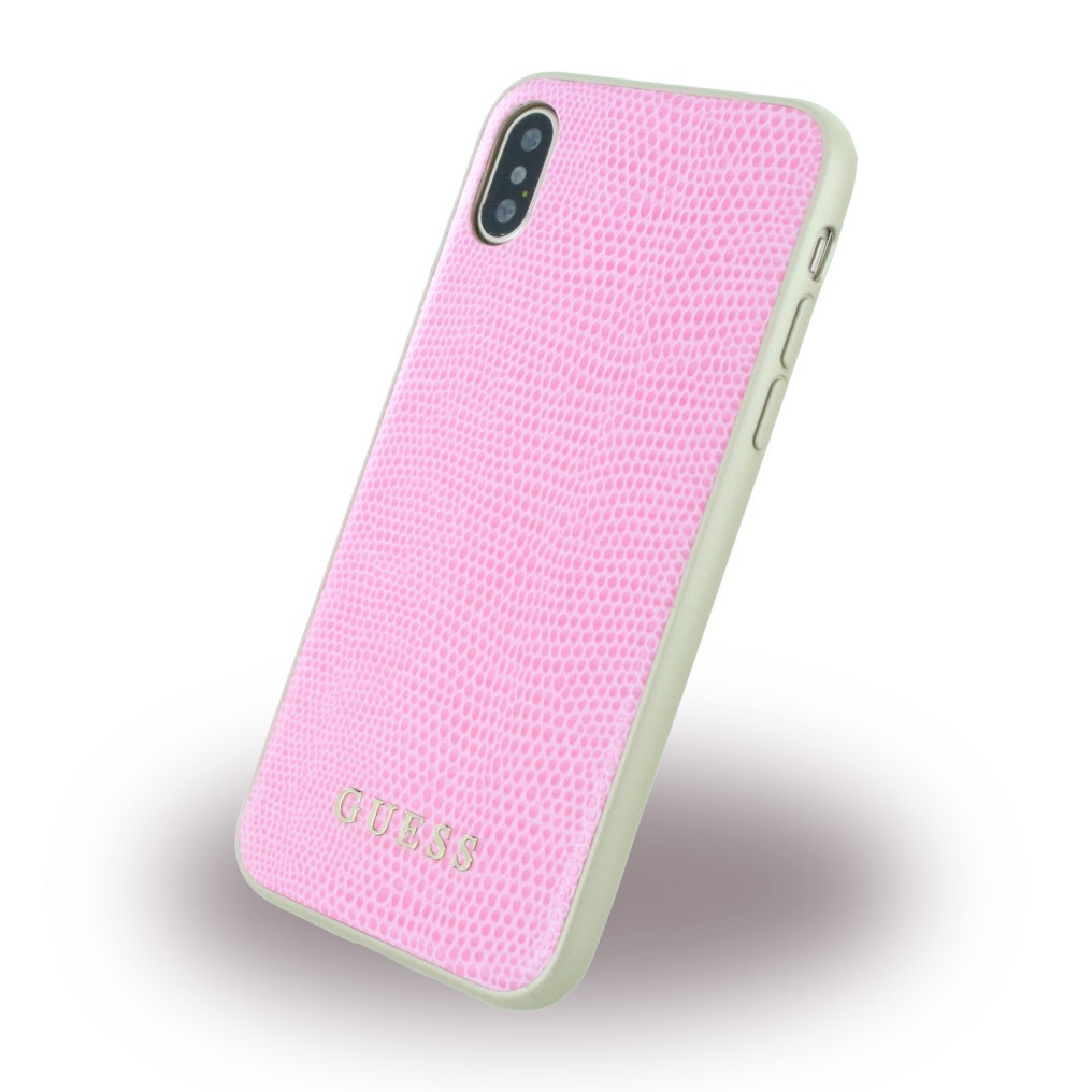 Guess - Python - Kunstleder Hardcover - iPhone X Pink