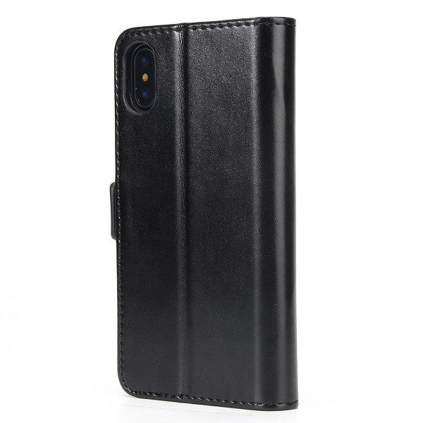 iPhone X Schwarz Book Leder Tasche