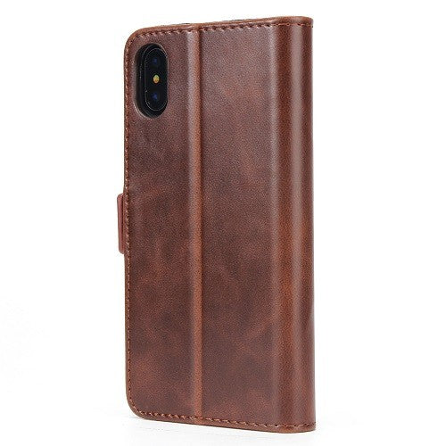 iPhone X Braun Book Leder Tasche