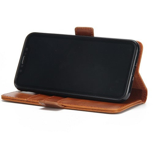 iPhone X Hell Braun Book Leder Tasche
