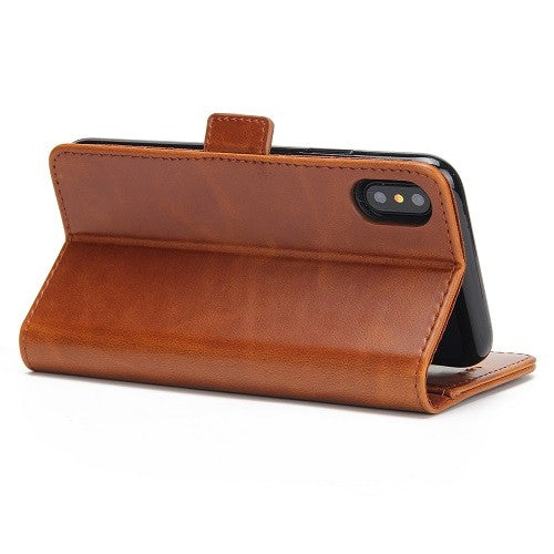 iPhone X Hell Braun Book Leder Tasche