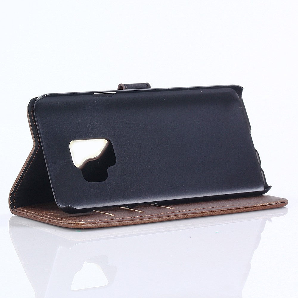 Leder Book Case Etui Galaxy S9 Braun