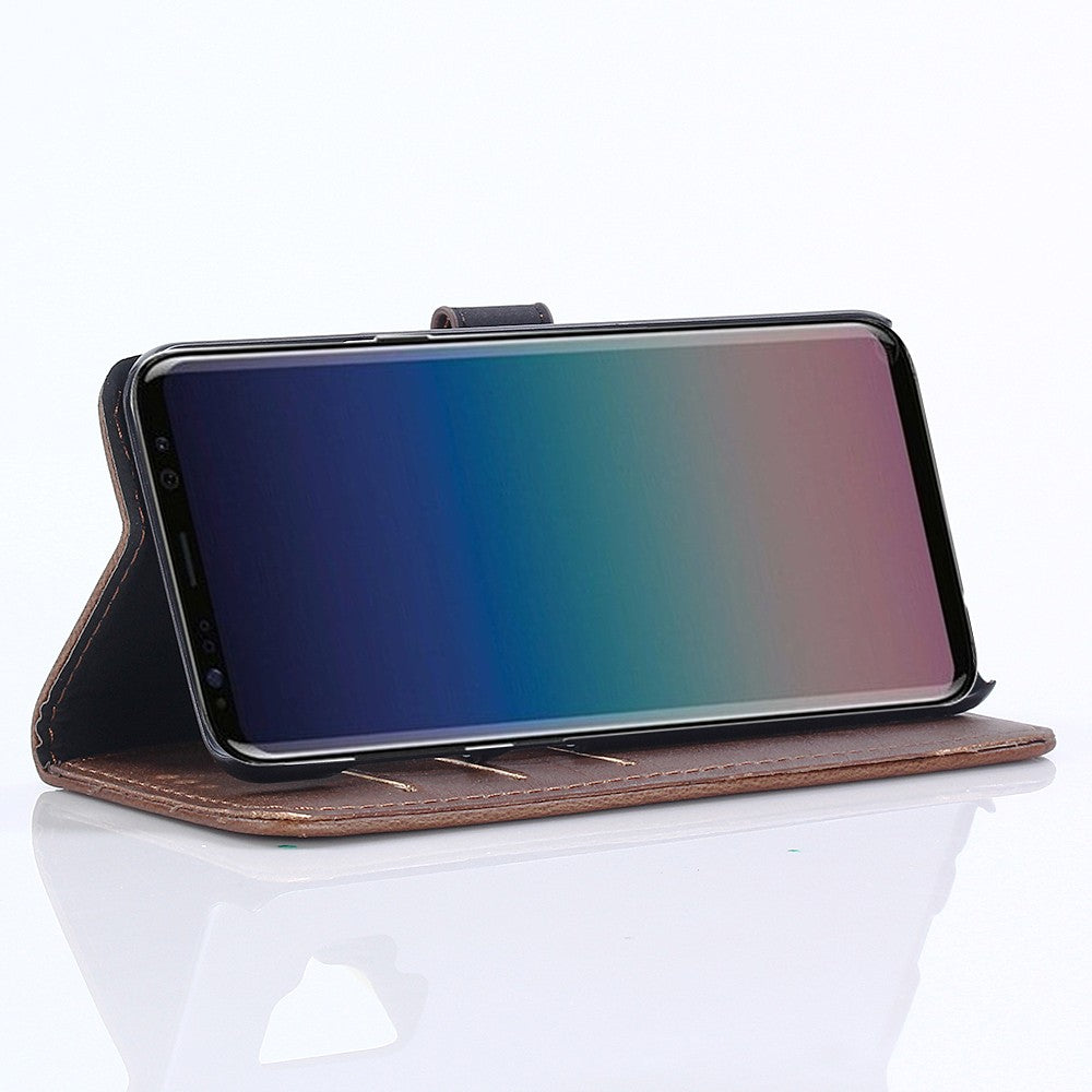 Leder Book Case Etui Galaxy S9 Braun