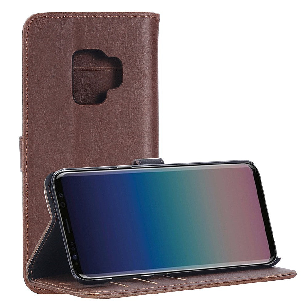 Leder Book Case Etui Galaxy S9 Braun