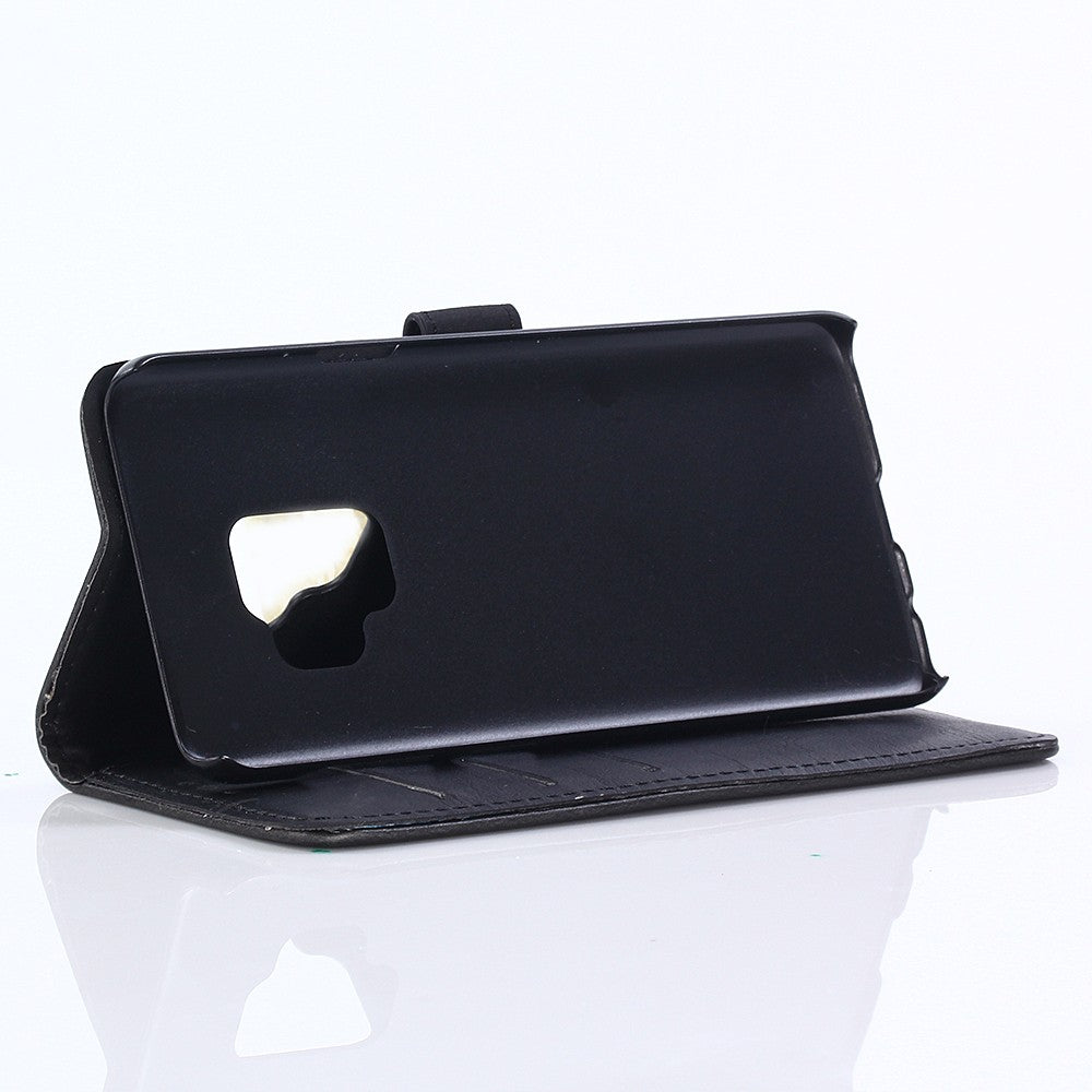 Leder Book Case Etui Galaxy S9 Schwarz
