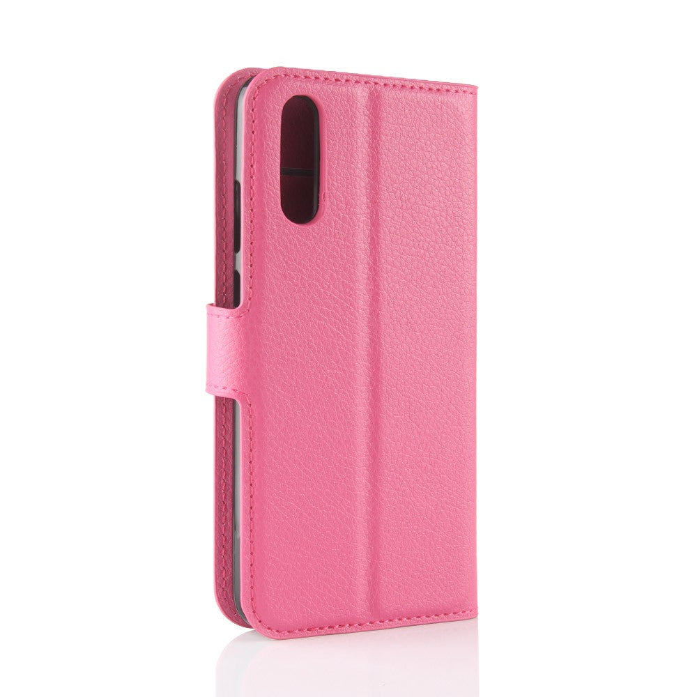 Leder Book Case Etui Huawei P20 Rosa