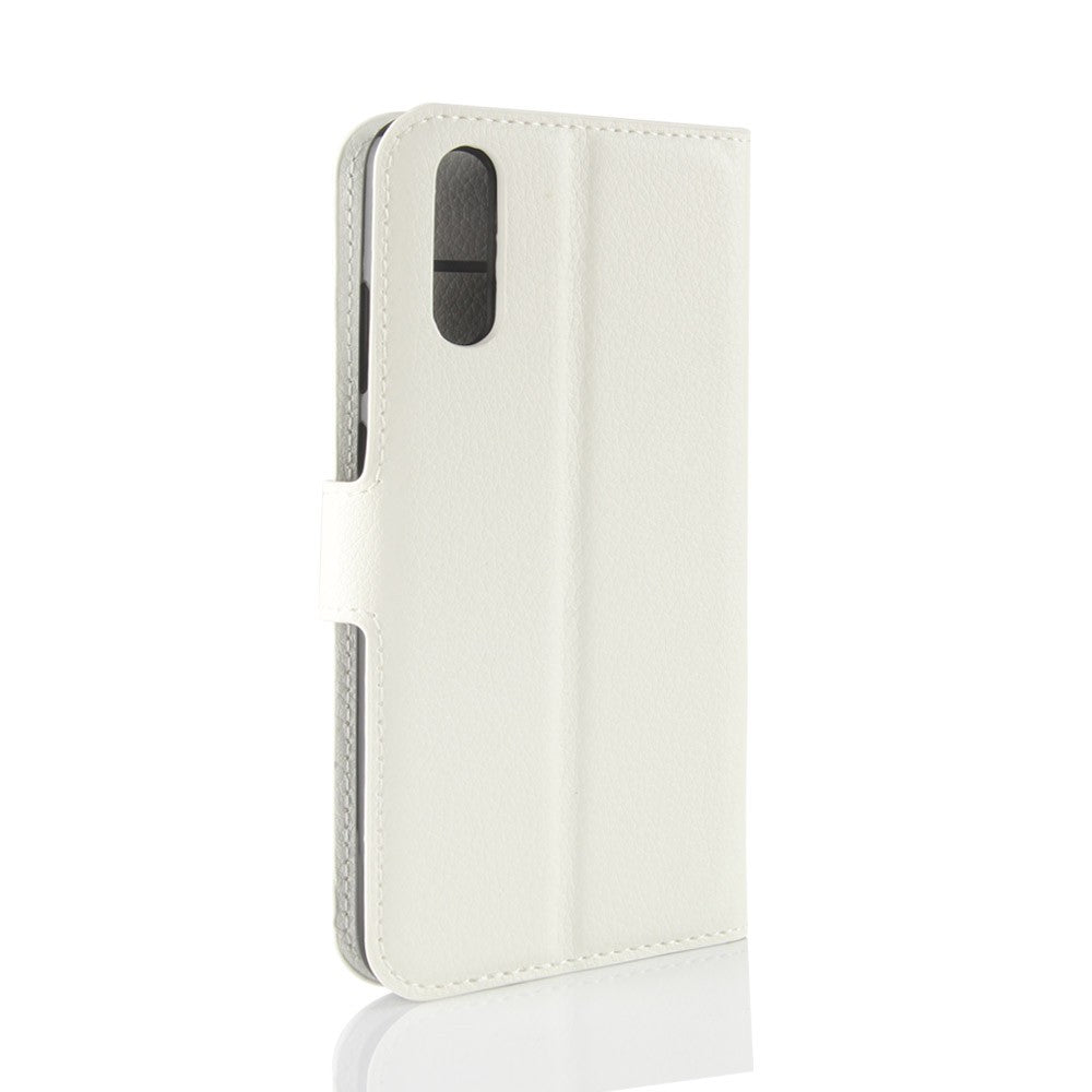 Leder Book Case Etui Huawei P20 Weiss