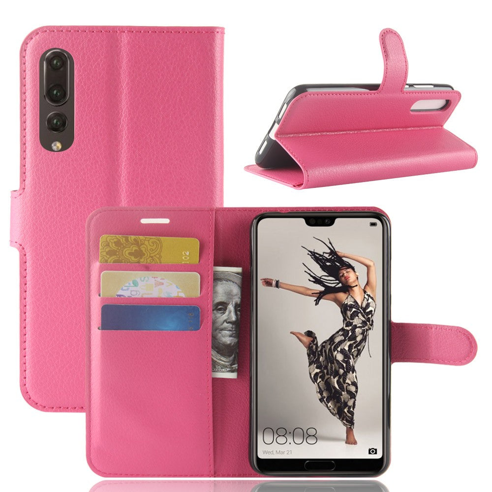 Leder Book Case Etui Huawei P20 Pro Rosa