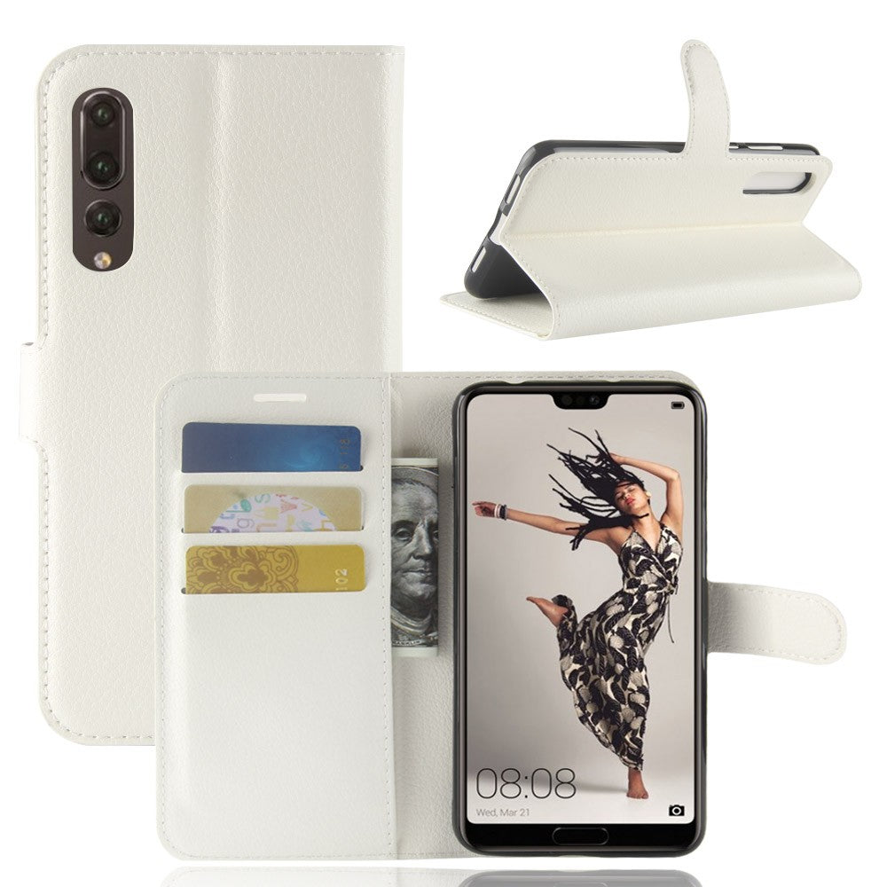 Leder Book Case Etui Huawei P20 Pro Weiss