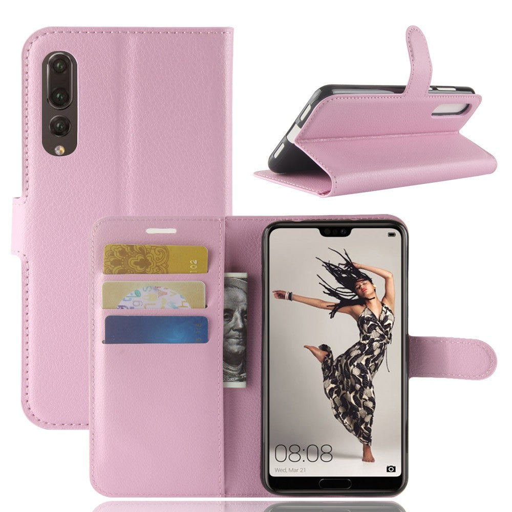Leder Book Case Etui Huawei P20 Pro Pink