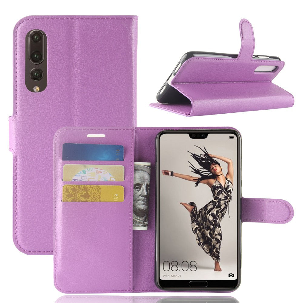 Leder Book Case Etui Huawei P20 Pro Lila