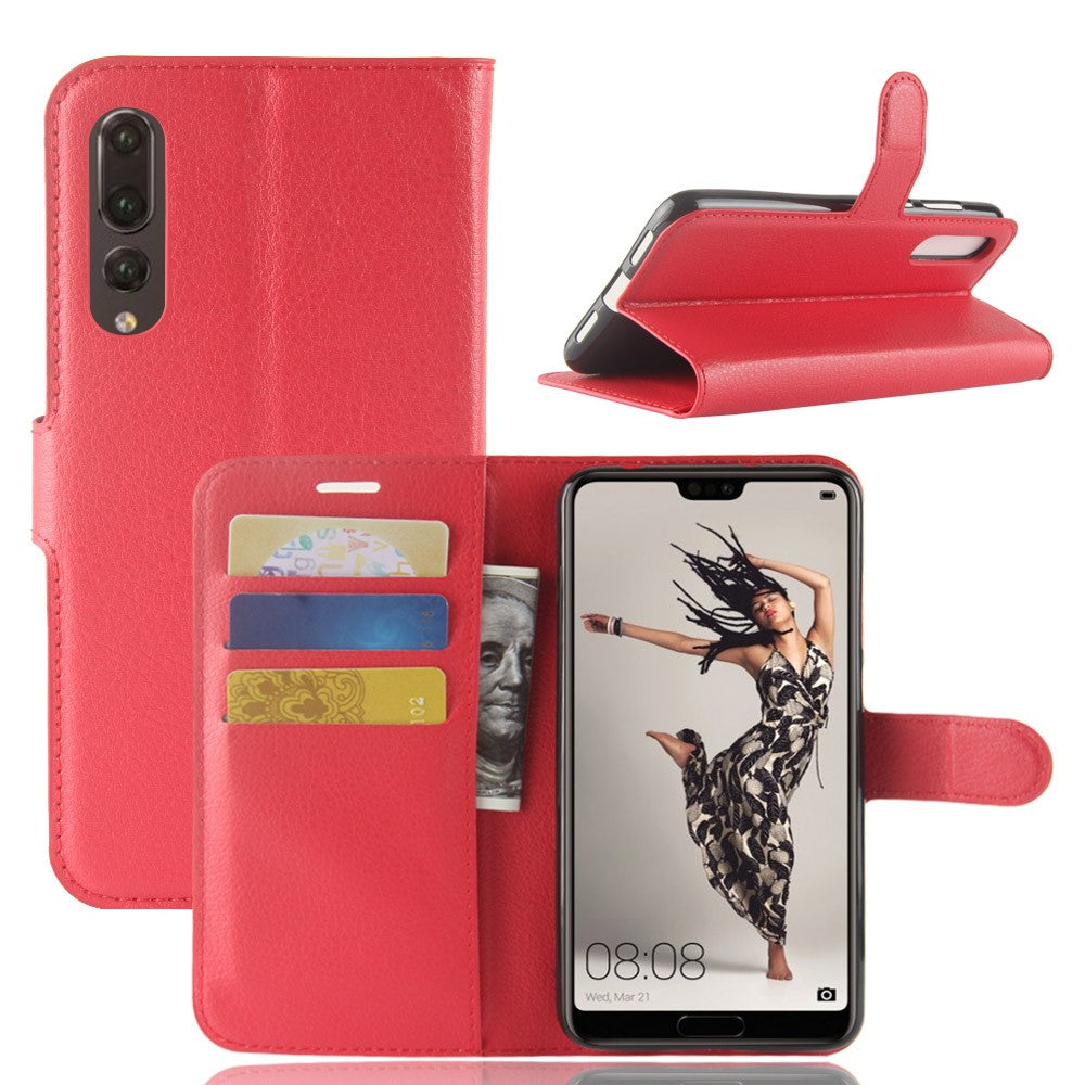 Leder Book Case Etui Huawei P20 Pro Rot
