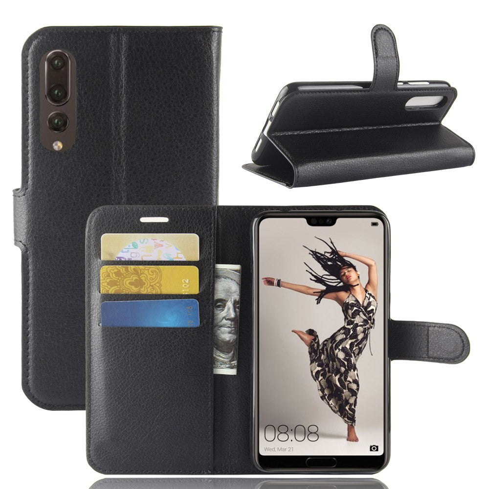 Leder Book Case Etui Huawei P20 Pro Schwarz