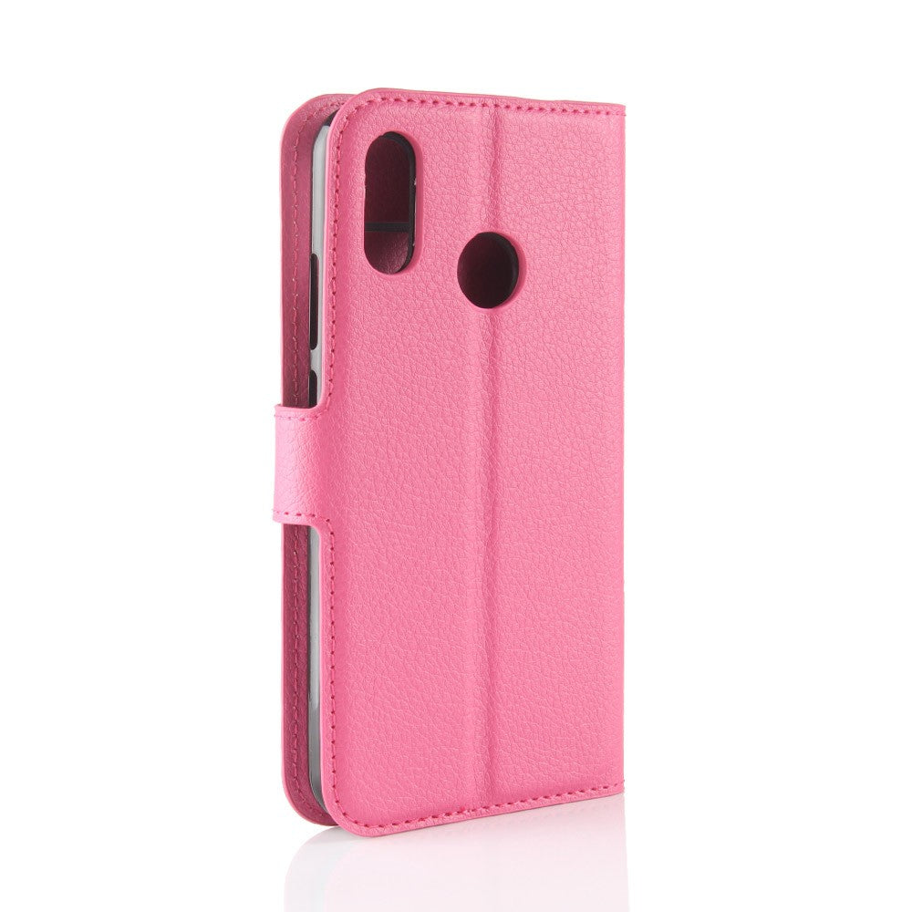 Leder Book Case Etui Huawei P20 Lite Rosa