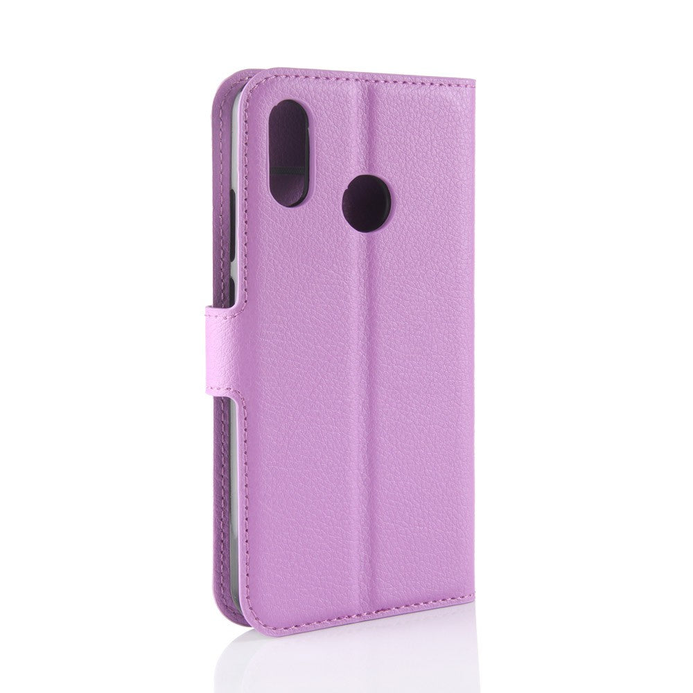 Leder Book Case Etui Huawei P20 Lite Lila