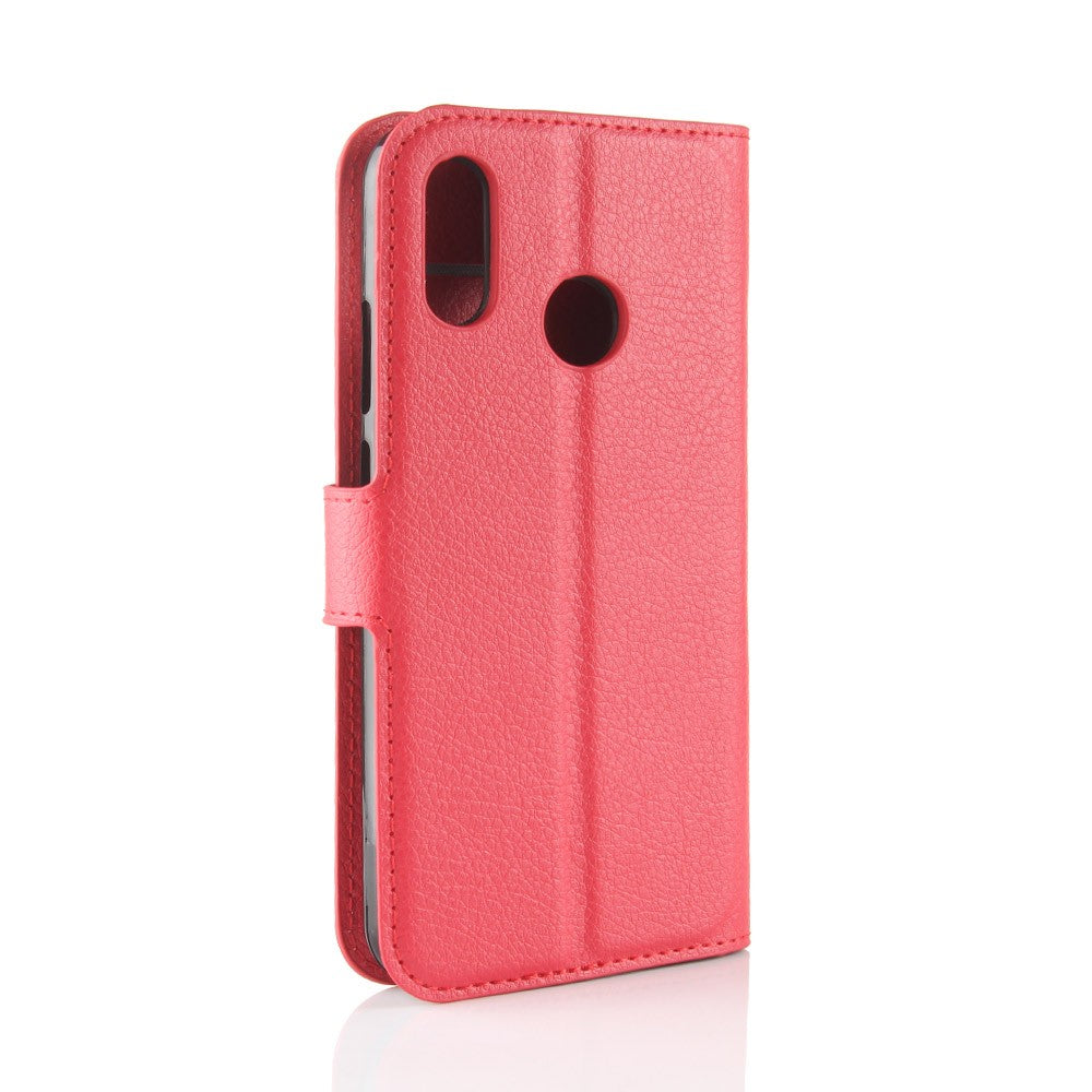 Leder Book Case Etui Huawei P20 Lite Rot