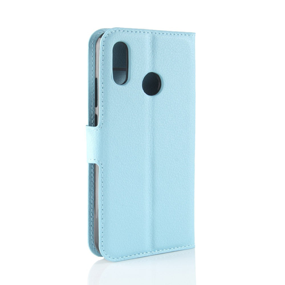 Leder Book Case Etui Huawei P20 Lite Blau