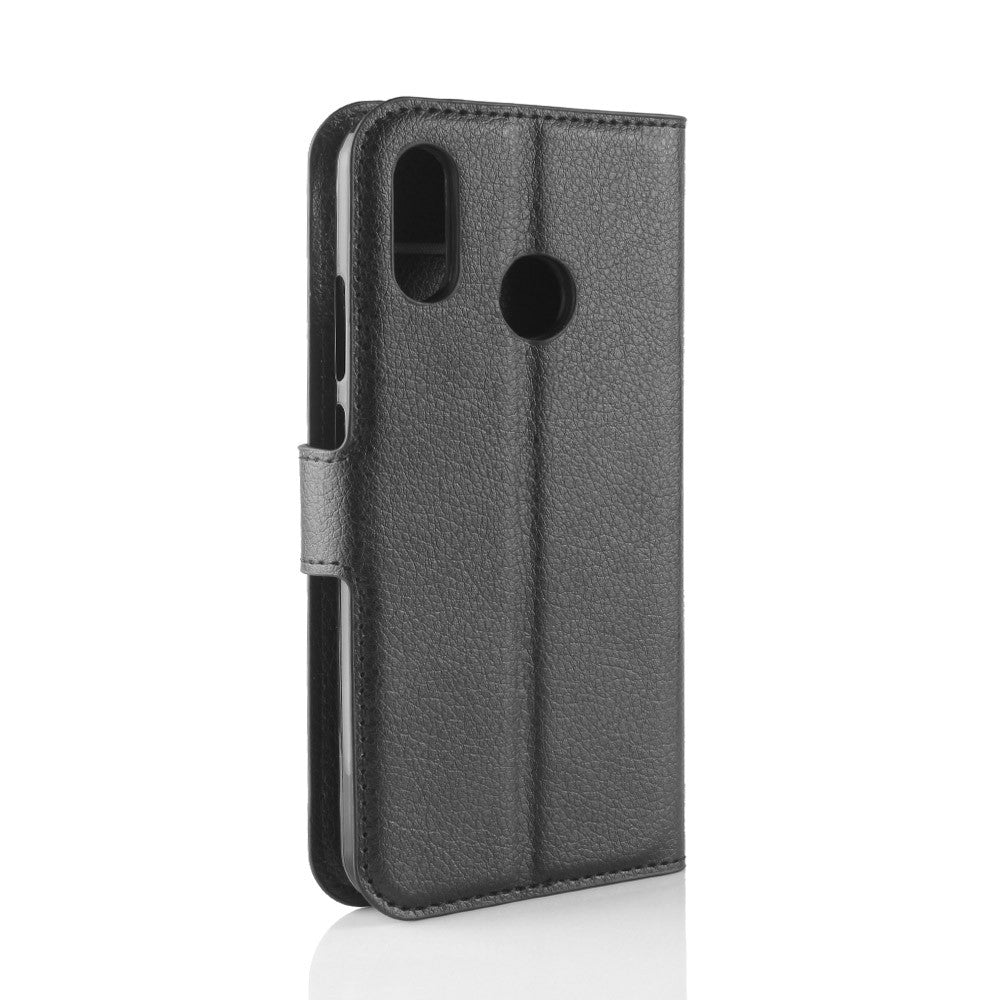 Leder Book Case Etui Huawei P20 Lite Schwarz