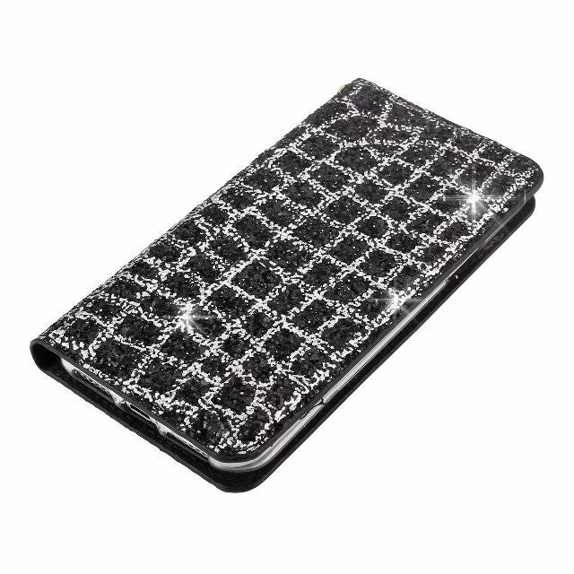 Bling Glitzer Book Case Hülle iphone X Schwarz