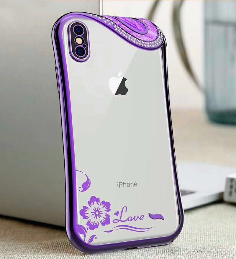 Bling Glitzer Silikon Hülle iphone X Lila