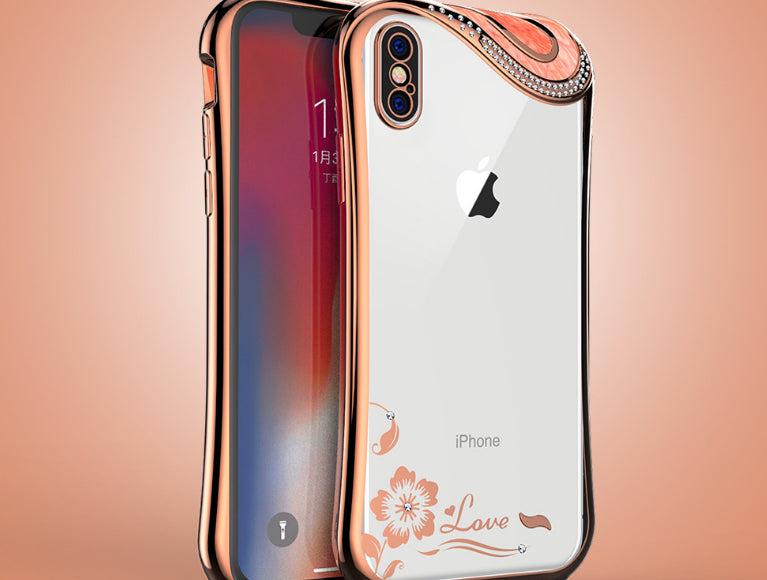 Bling Glitzer Silikon Hülle iphone X Orange