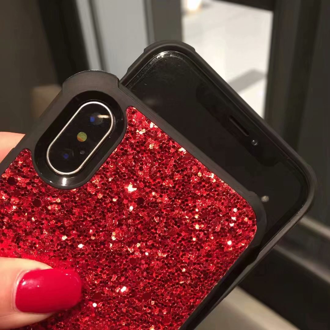 Bling Leder Cover Case Hülle iPhone X Rot