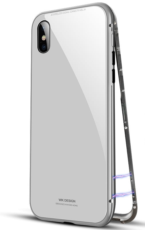 Magnet Cover Hülle iPhone X Weiss + Panzer
