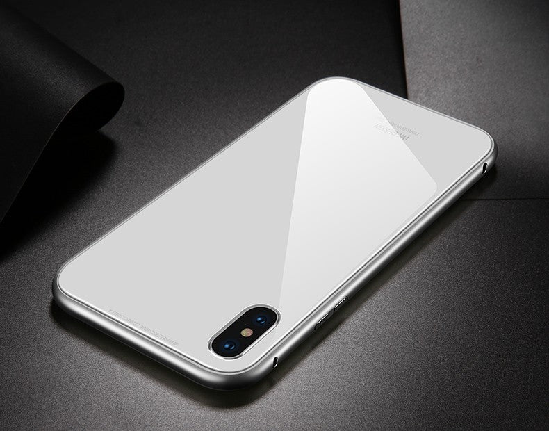 Magnet Cover Hülle iPhone X Weiss + Panzer