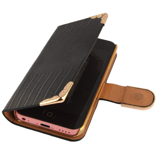 Kreditkarten Slot Bling Ledertasche Etui Schwarz iPhone 5C