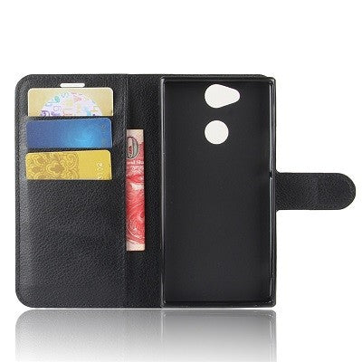 Leder Book Case Etui Xperia XA2 Schwarz
