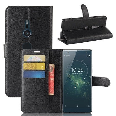 Leder Book Case Etui Xperia XZ2 Compact Schwarz