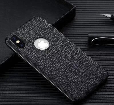 iPhone XS, X Leder Case Hülle Schwarz
