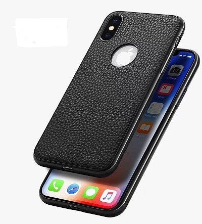 iPhone XS, X Leder Case Hülle Schwarz