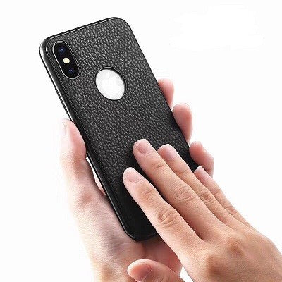 iPhone XS, X Leder Case Hülle Schwarz