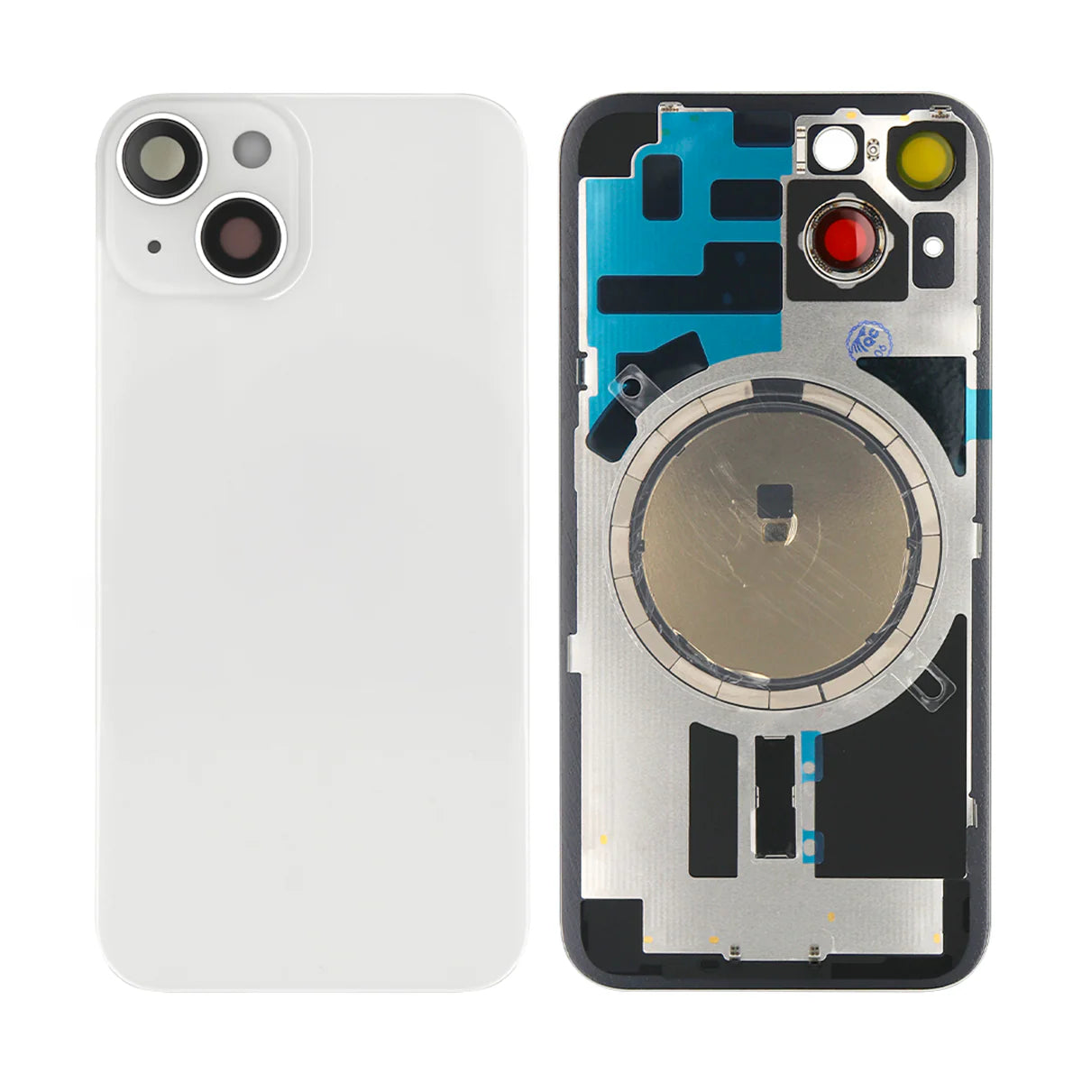 iPhone 14 Rückglas (Mitternacht Schwarz, Violet, Weiss, Braun, Gelb, Rot) mit integrierter NFC-Antenne und vergrössertem Kamerarahmen