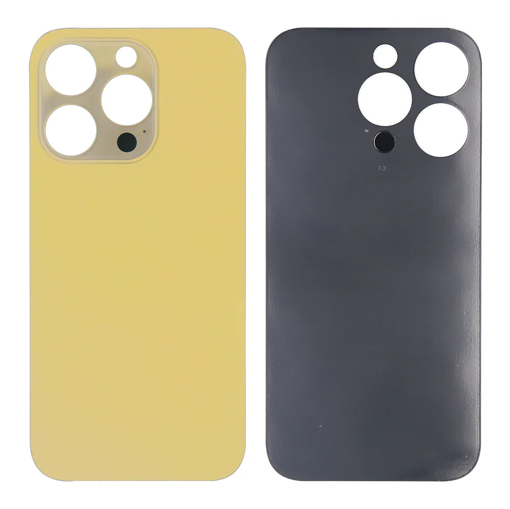 iPhone 14 Pro Max Extra Glas Rückglas mit vergrössertem Kamerarahmen – Schwarz, Silber, Gold, Lila