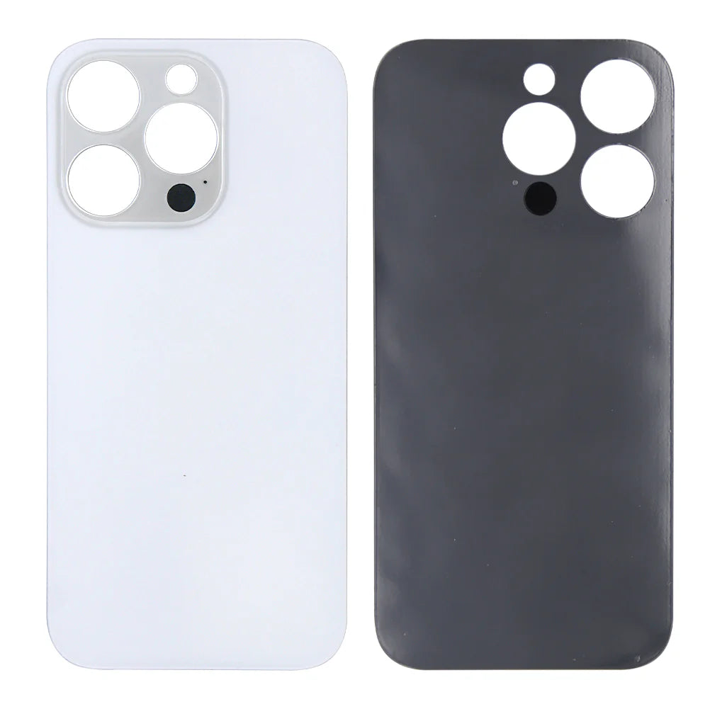 iPhone 14 Pro Max Extra Glas Rückglas mit vergrössertem Kamerarahmen – Schwarz, Silber, Gold, Lila