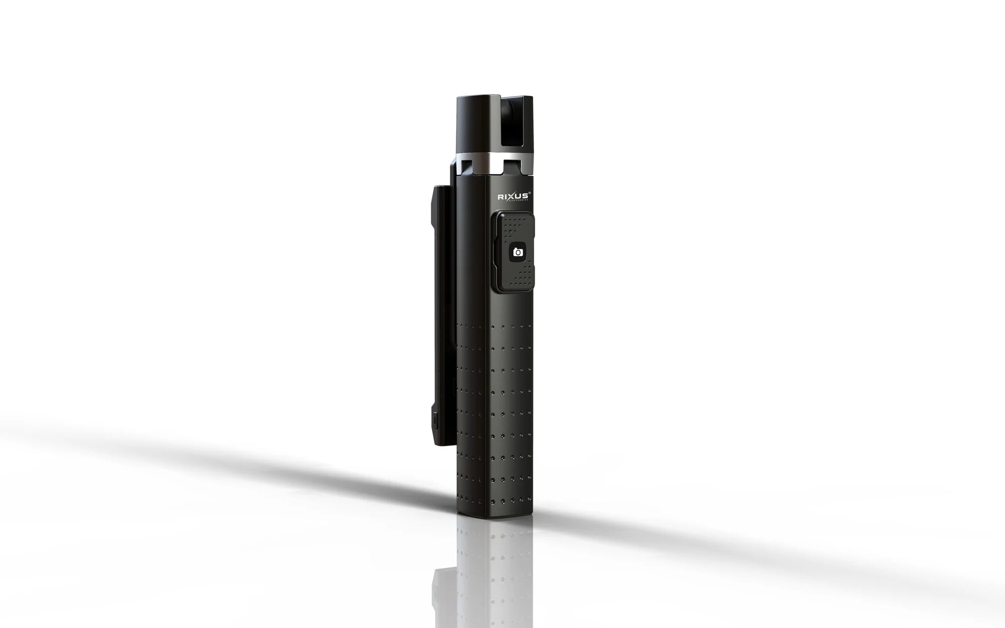 Rixus RXSF08 Aluminium Selfie Stick mit Doppel-LED-Licht und Bluetooth Fernbedienung – Schwarz - Phonebazaar