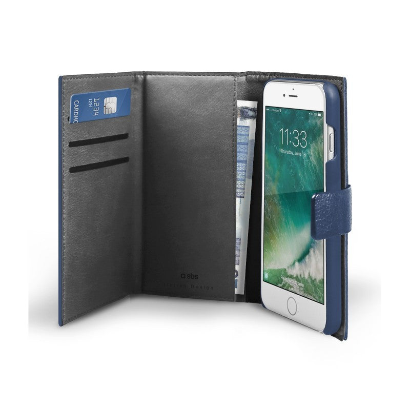 SBS ABNEHMBARER BOOK CASE TRIO FÜR IPHONE 8 / 7 / 6S / 6 BLAU