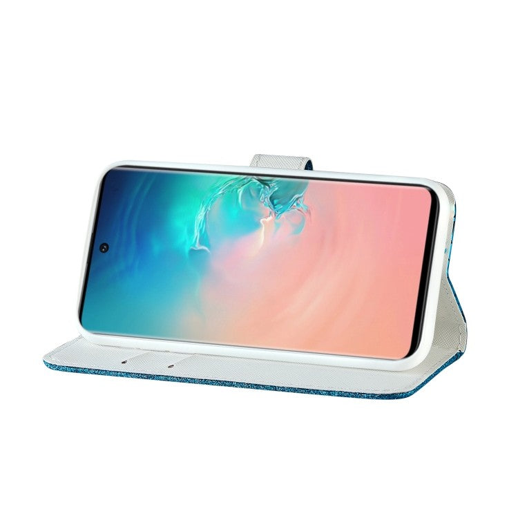 Bling Glitzer Book Wallet ID Case Hülle für Samsung Galaxy S20 Silber