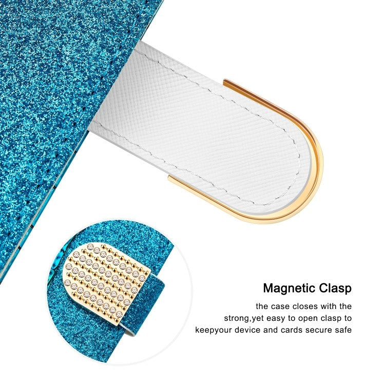 Bling Glitzer Book Wallet ID Case Hülle für Samsung Galaxy S20 Silber