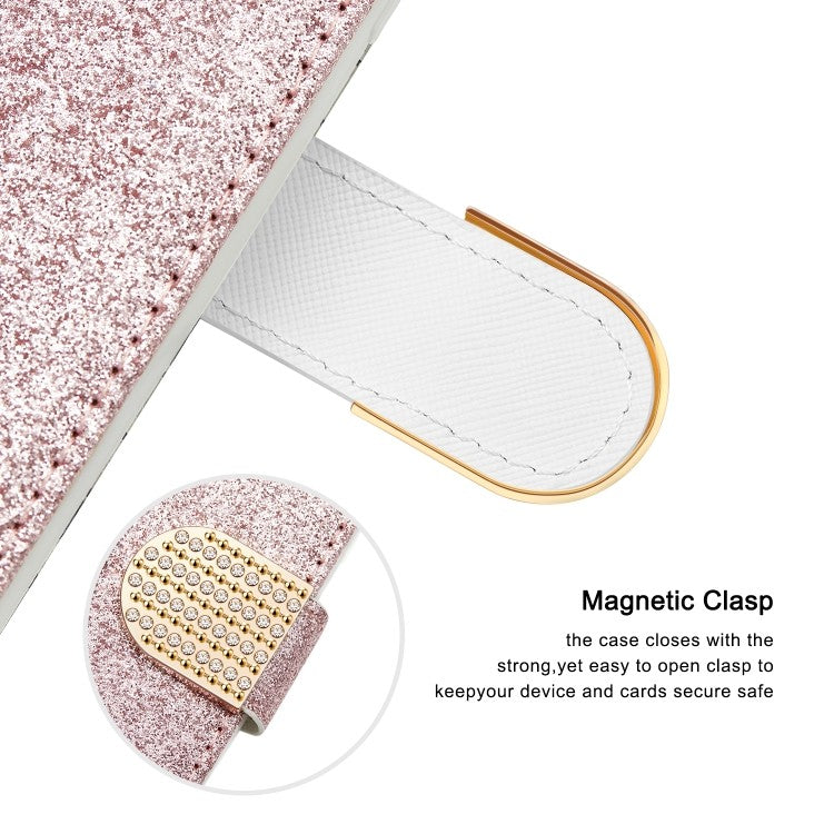 Bling Glitzer Book Wallet ID Case Hülle für Samsung Galaxy S20 Silber