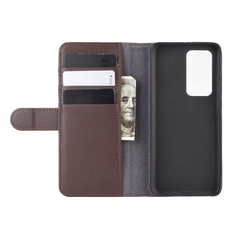Echt Leder Kreditkarte Etui Wallet Case für Huawei P40 Pro Braun