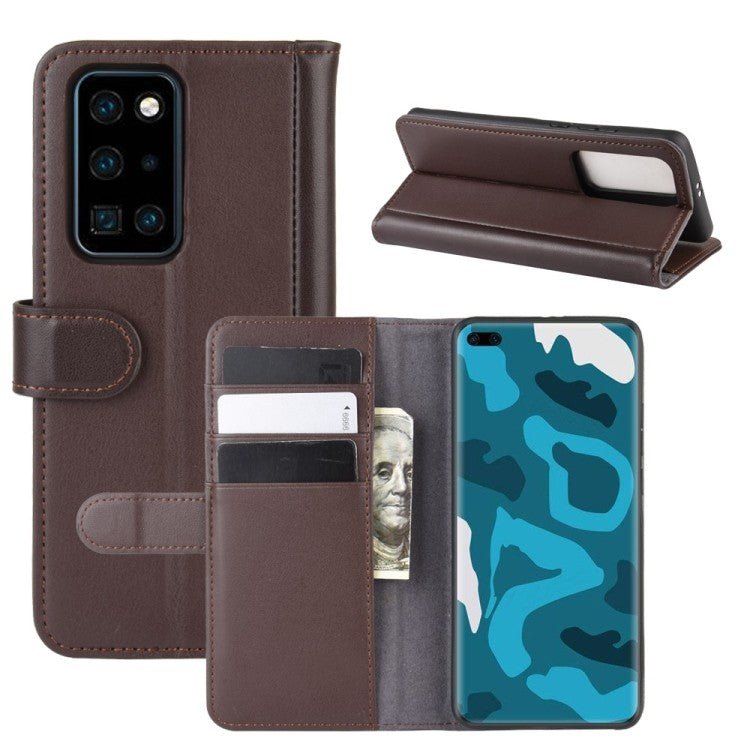 Echt Leder Kreditkarte Etui Wallet Case für Huawei P40 Pro Braun