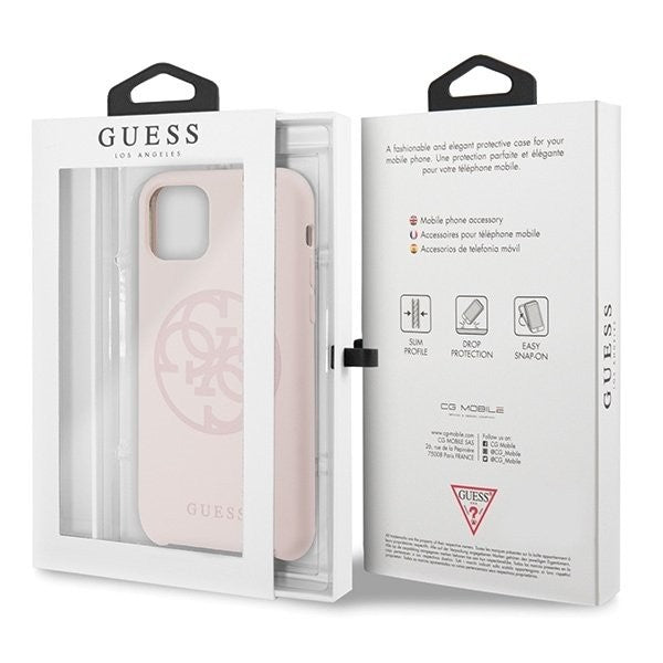 Guess - 4G Silicon Collection Print Logo Case - Apple iPhone 11 - Hellpink - Hard Cover - Schutzhülle