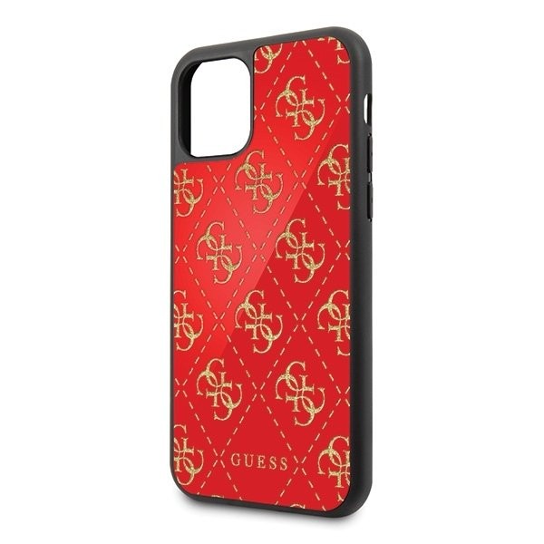 iPhone 11 Handyhülle -Guess 4G Double Layer Glitter case -Rot