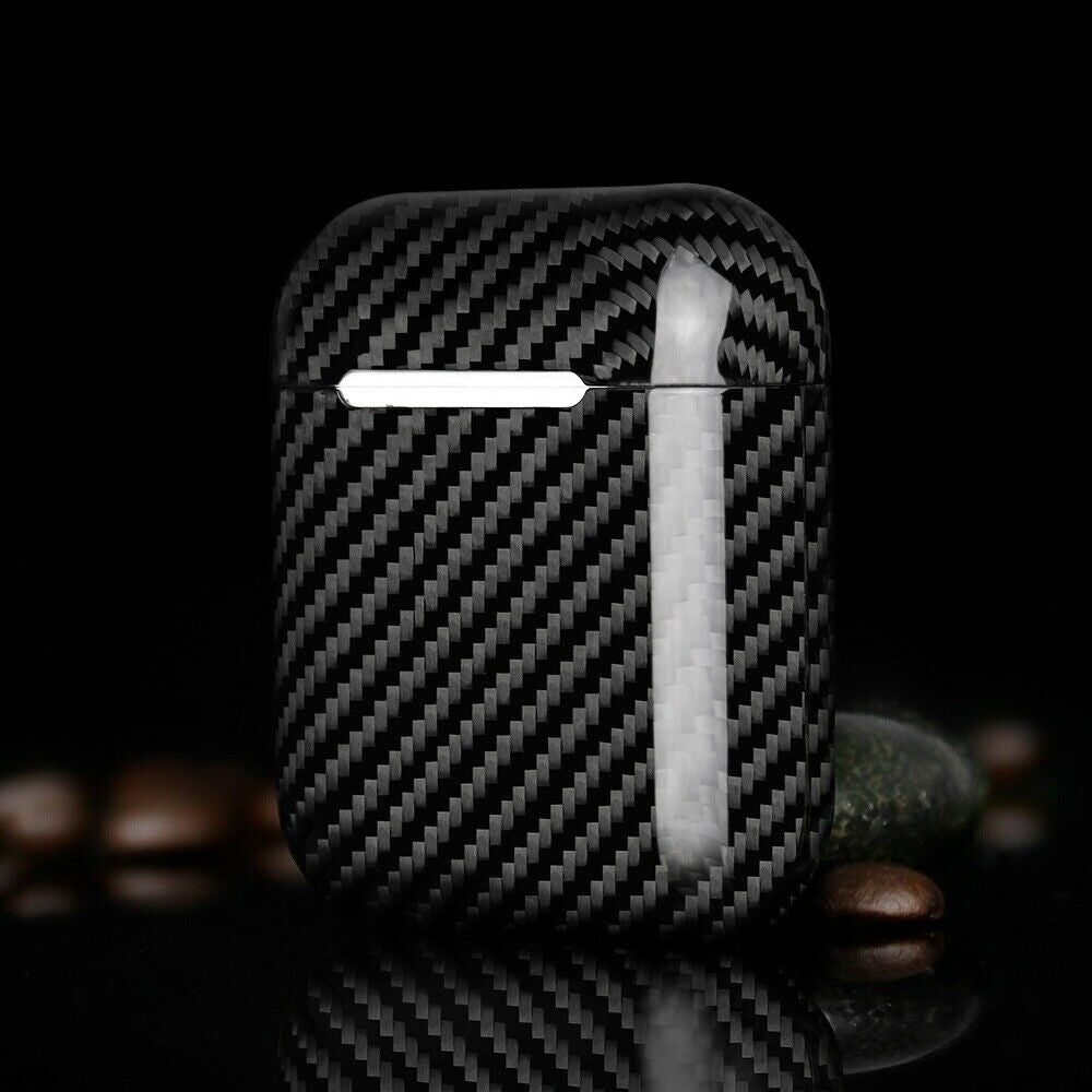 Echt Carbon Faser Volle Schutz Hülle Slim Case Für Airpods 1 / 2 Schwarz