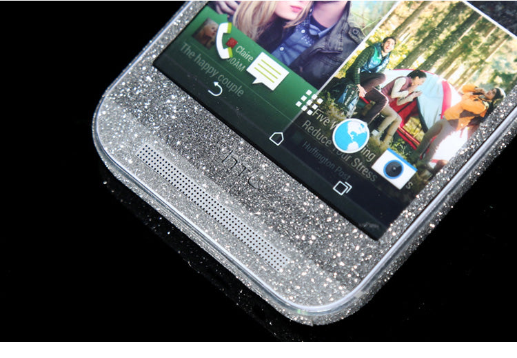 HTC One M8 Silber Bling Aufkleber Folie Sticker Skin